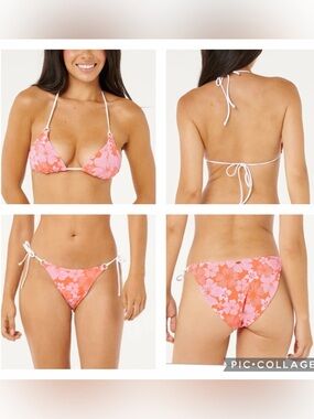 RIPCURL ALOHA STATE SLIDING TRI BIKINI TOP & Aloha State Full  Bikini Bottom, M